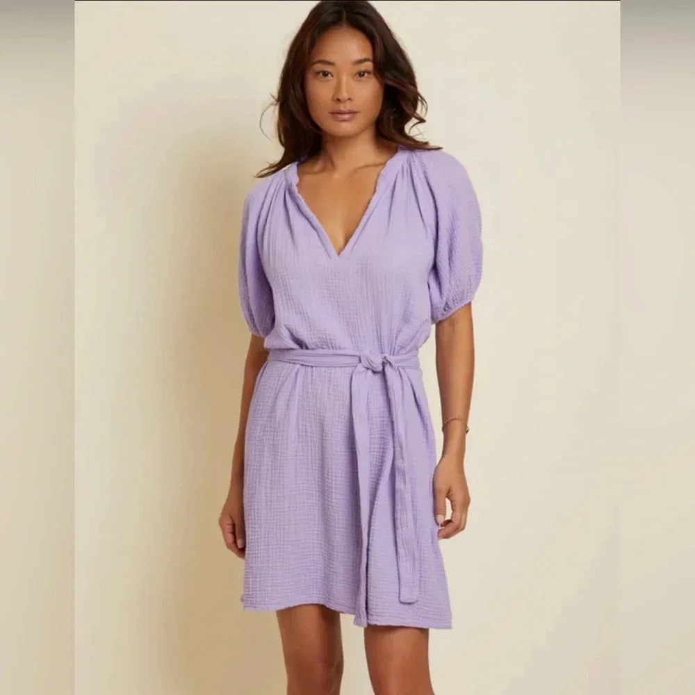 Nation LTD Finley Belted Easy Dress NWT, Lavender Fields, Medium, Made in USA - Picture 1 of 6